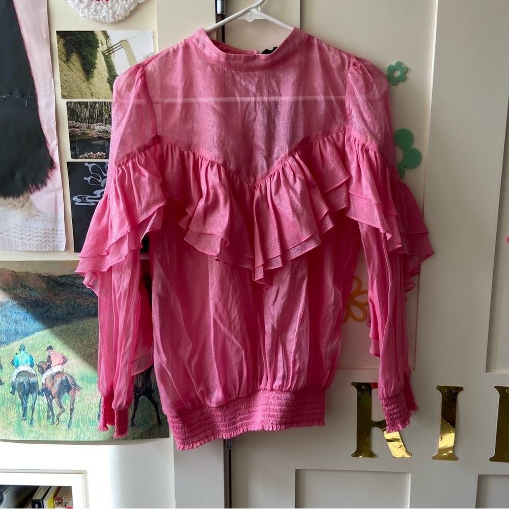Sister Jane ruffle pink blouse